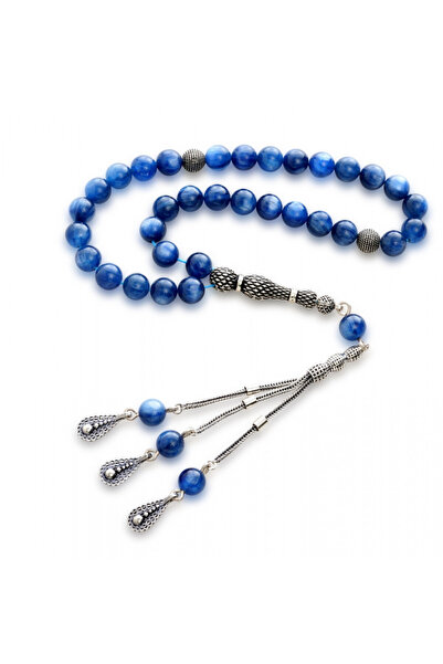 OEMS Natural Blue Kyanite Gemstone Khamiha Stone Prayer Beads