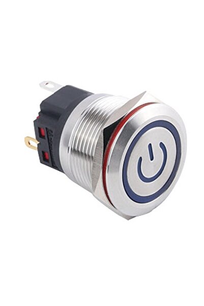 Genel Markalar 22B-P1Z-EC 22mm Düz Anahtarlı Işıklı Power Metal Buton - Sarı