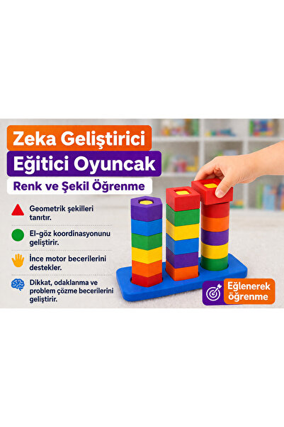 MARRGOS Montessori Tarzı Eğitici Oyuncak 1+ Yaş Renk ve Şekil Eşleştirme Oyun...