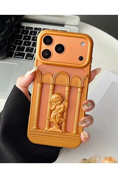 KILIF HOUSE Iphone 17 Pro Max Uyumlu Telefon Rengini Gösteren 3D Melek Kabart...