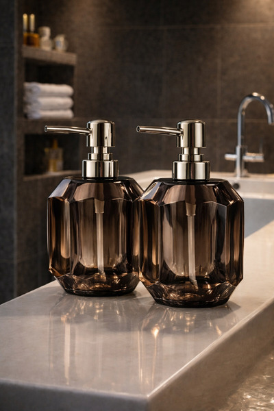 Maloria Smoked Luxury Acrylic Liquid Soap Dispenser |   350ml - 2 Pieces