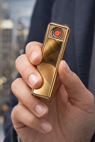 Tisaati Premium Elite Model Şimşek Serisi Sarı Lüks Tasarım USB Şarjlı Elektr...