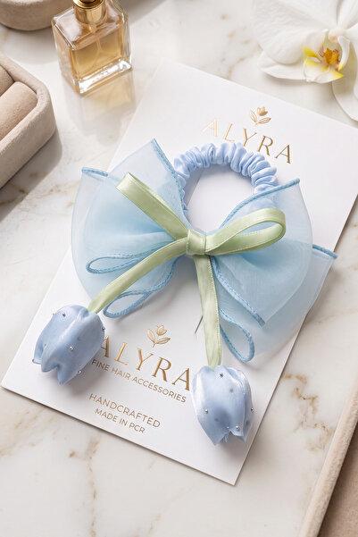 ALYRA Κοριτσίστικη παιδική φουρκέτα με λουλούδια τουλίπα, λεπτομερής κορδέλα,...