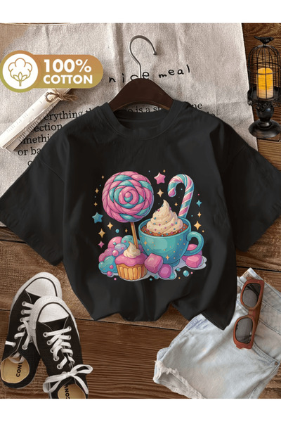 gencerco Μπλουζάκι Premium Oversize με στάμπα ζαχαροπλαστικής και γλυκών