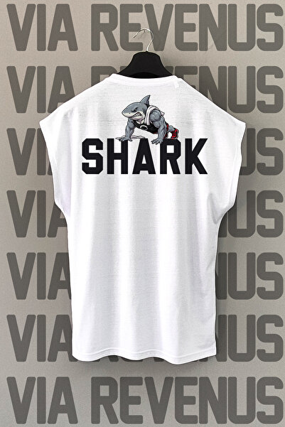 Vordevia Αθλητικό μπλουζάκι Shark Fitness με στάμπα στην πλάτη, χωρίς μανίκια...