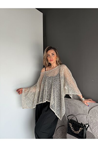 Zerrincan Giyim Sequin Athlete Cape Blouse
