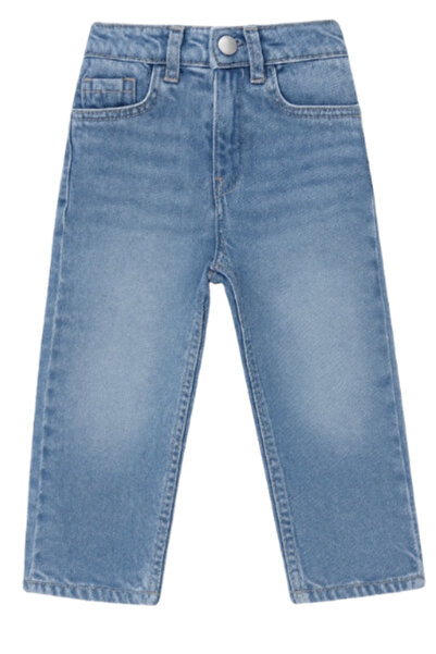 Beli Lastikli Rahat Kesim Çocuk Kot Pantolon - Açık Mavi Denim Jean