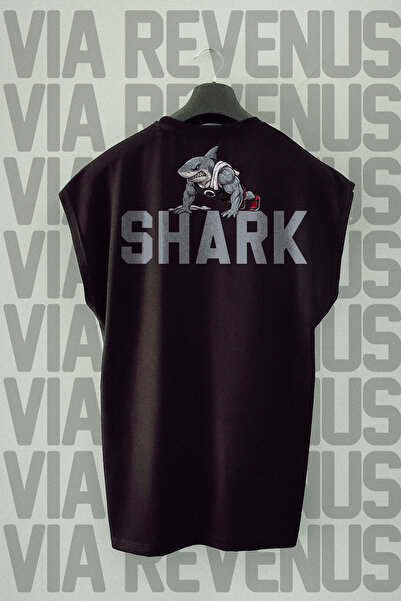 Vordevia Αθλητικό μπλουζάκι Shark Fitness με στάμπα στην πλάτη, χωρίς μανίκια...