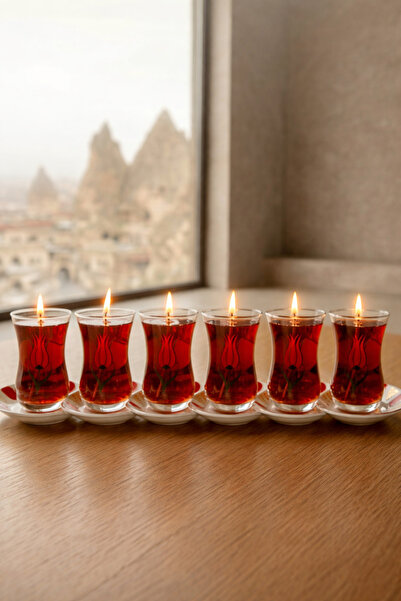 beyra decor 6’lı Çay Görünümlü Cam Bardak Jel Mum Seti – Dekoratif Ambiyans Mum