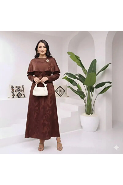 Kinzi Μάξι Σατέν Φόρεμα Καφέ