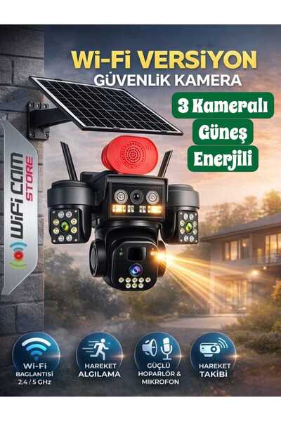 WİFİCAM 3 Kameralı Wifi Versiyon Solar PTZ Kamera
