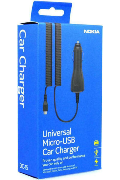 Nokia Dc-17 Φορτιστής αυτοκινήτου με ενσωματωμένο καλώδιο, μαύρο χρώμα