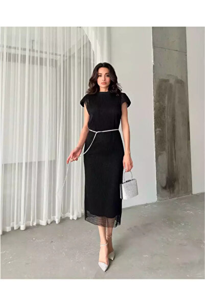 CAZİBE Μάξι φόρεμα για Γάμο / Βάπτιση με καφέ τούλι