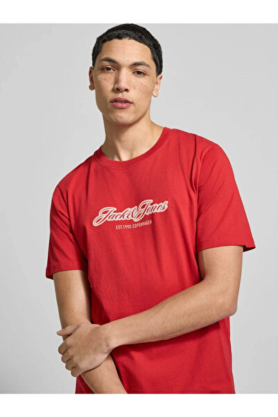 Jack & Jones تي شيرت Jorcatskılls Tee Ss Cn Fst للرجال باللون الأحمر 12297893