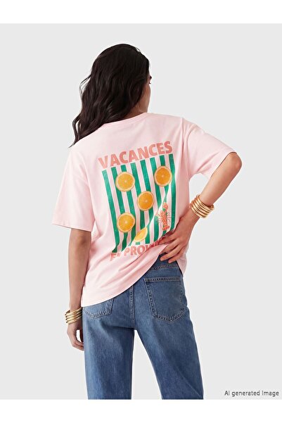 LC Waikiki Γυναικείο μπλουζάκι με στάμπα LCW Vision Crew Neck Oversize