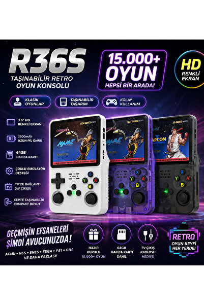 asf teknoloji R36S 15.000 Oyunlu Orijinal Çift Çekirdek 64gb
