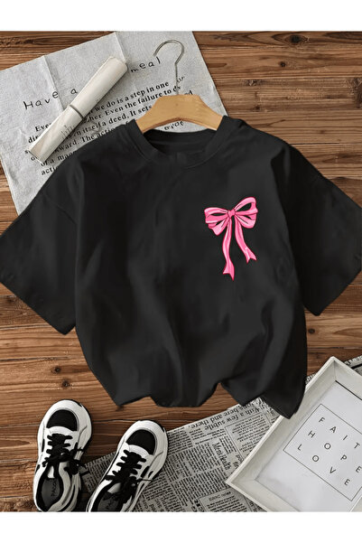 gencerco Μίνι μπλουζάκι με στάμπα καρτούν με φιόγκο, Premium Oversize