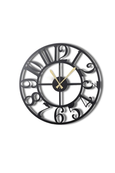 OEM Re-Bloom διακοσμητικό ρολόι τοίχου, μεταλλικό, μαύρο/χρυσό, 50 x 50 εκ.