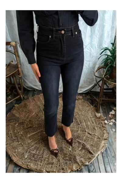 BEES JEANS Γυναικείο τζιν Julia σε σκούρο μπλε χρώμα με αντικέ εφέ στο μπροστ...