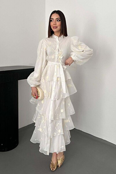 Lady Pixie Volanlı Şeritli Kat Kat Elbise