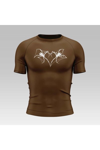 Yokedwear Heart Spider Compression Narrow / Slim Heart Collar T-Shirt Brown Unisex Youth