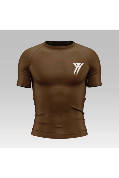 Yokedwear Comporession Dar / Slim Crew Neck T-Shirt Brown Unisex Youth