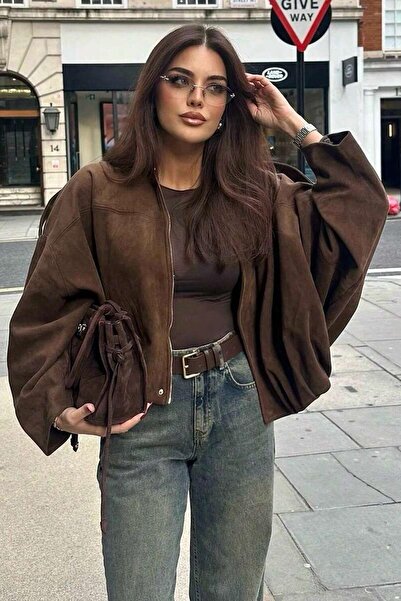 Jaglion Zr Γυναικείο Oversize Premium Suede Μπουφάν