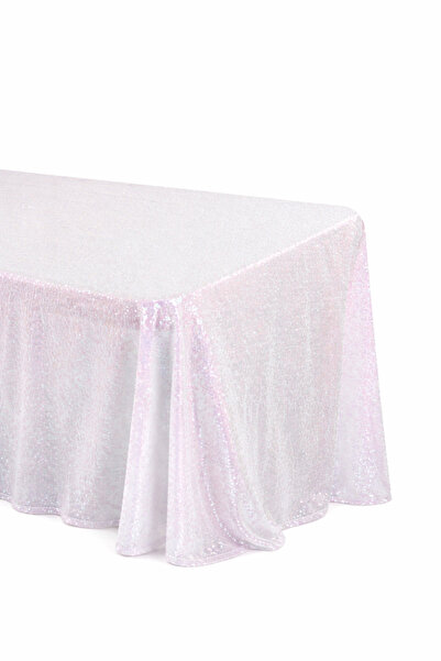 MER HOME Λαμπερό λευκό τραπεζομάντιλο με πούλιες και στρας