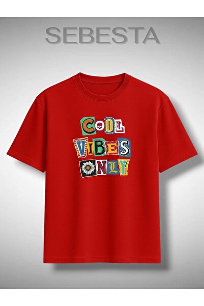 Sebesta Fashion Çok Vibes Only Printed Premium Oversize T-Shirt