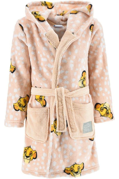 LİON KİNGS Μπουρνούζι με κουκούλα, από κοραλλένια φλις, με θέμα τον Βασιλιά τ...