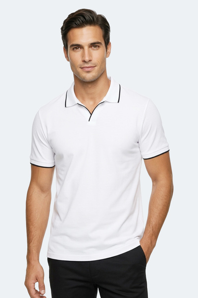 Slazenger Ανδρικό μπλουζάκι ZITHER με λαιμόκοψη πόλο σε λευκό χρώμα