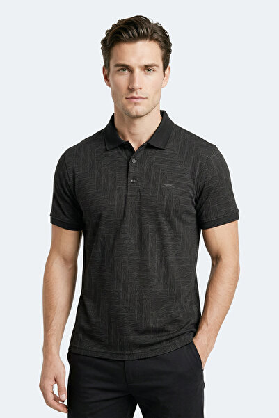 Slazenger Ανδρικό μπλουζάκι ZANY με γιακά πόλο σε μαύρο χρώμα