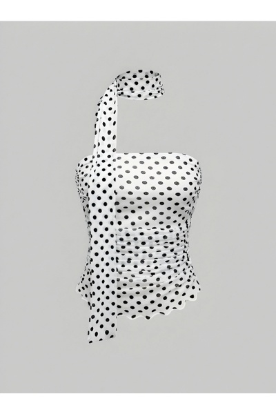 AURA Strapless Bella Crop Blouse with Puantie and Kiss Patterned Scarf