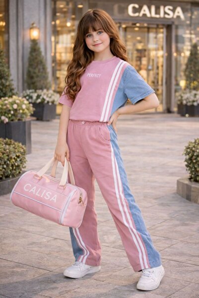 CALİSA Premium Κοριτσίστικο Μαύρο Τζιν Σετ με Ρίγες |   Άνετο και κομψό σετ 2...