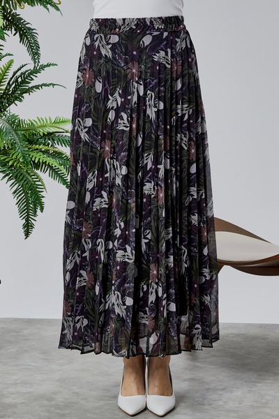 sehatex επένδυση πιέτες σιφόν με ελαστική φούστα μέσης