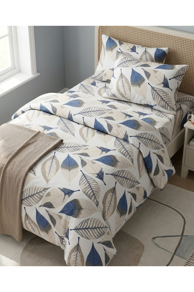 mihriban Σετ Παπλωματοθήκη με Μονόχρωμο Σχέδιο Φύλλων (ΧΩΡΙΣ ΣΕΝΤΟΝΙ)