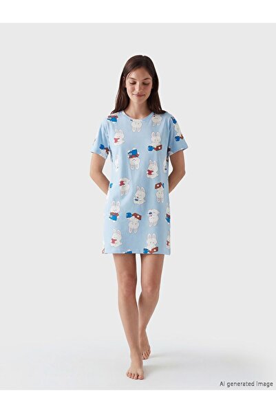 LC Waikiki Γυναικείο νυχτικό LCW Young Crew Neck με στάμπα