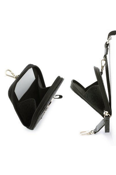 Guess Original Licensed 4g Patterned Large Metal Logo Purse Handbag with Shoulder Strap Black