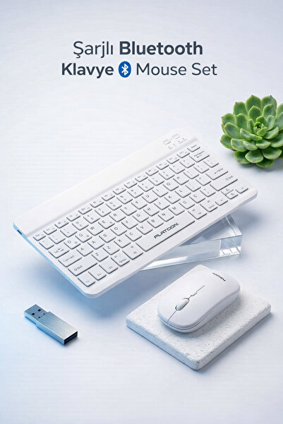 ArmoniaVital Şarj Edilebilir Ultra İnce Bluetooth Klavye Mouse Seti Premium S...