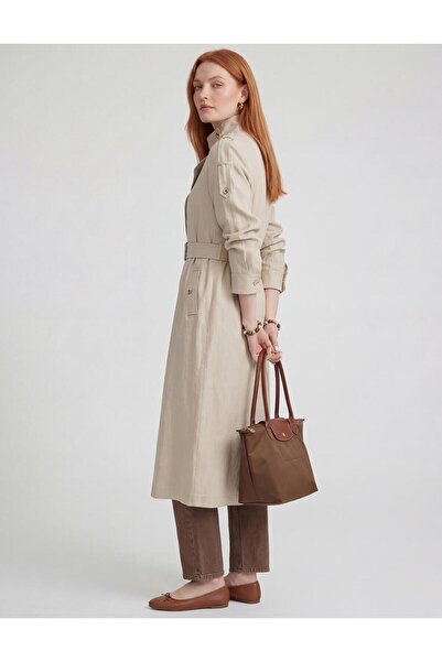 Kayra Λινό λυοσέλ με λεπτομέρεια ζώνης και πέτρα καπακιού