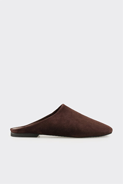 Elle Shoes Kahve Deri Kadın Terlik