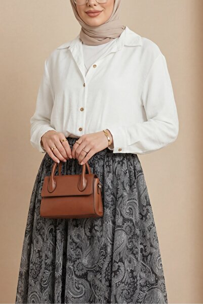 Modamorfo Crop Badyli Πουκάμισο με Κολιέ και Μακρύ Πίσω Μέρος - εκρού