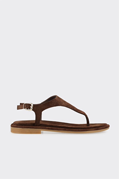 Elle Shoes Kahve Deri Kadın Sandalet