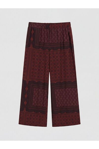 LC Waikiki LCW Grace Beli Lastikli Desenli Kadın Pantolon