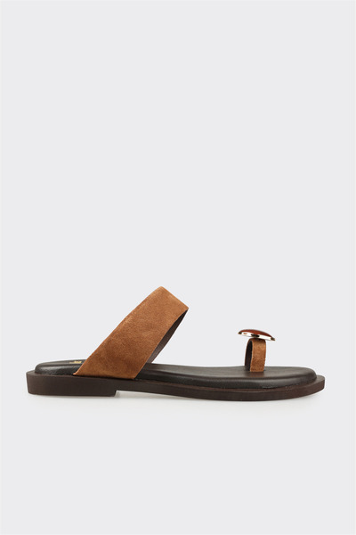 Elle Shoes Naturel Deri Kadın Terlik