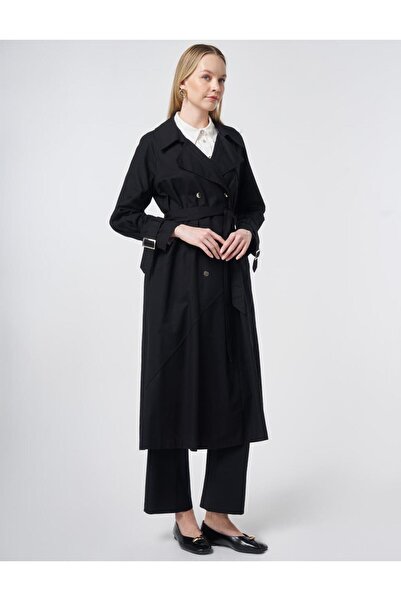 KYR Stitched Detailed Trench Coat Black