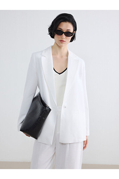 LC Waikiki NEVAVM Farkıyla LCW Vision Λευκό Γυναικείο Σακάκι από Μείγμα Λινού...
