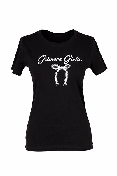 trender Tricou negru pentru femei Gilmore Kurdele cu decolteu în formă de O 2...