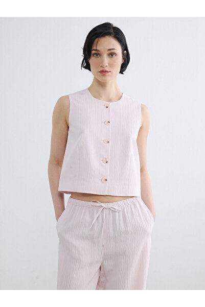 LC Waikiki Nevavm with Difference Lcw Vision Pink Oval Collar Women's Classic...