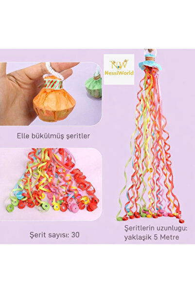 Genel Markalar 30 Şeritli Renkli Elle Atılan Konfeti – 5 Metre Uzayan Şerit K...